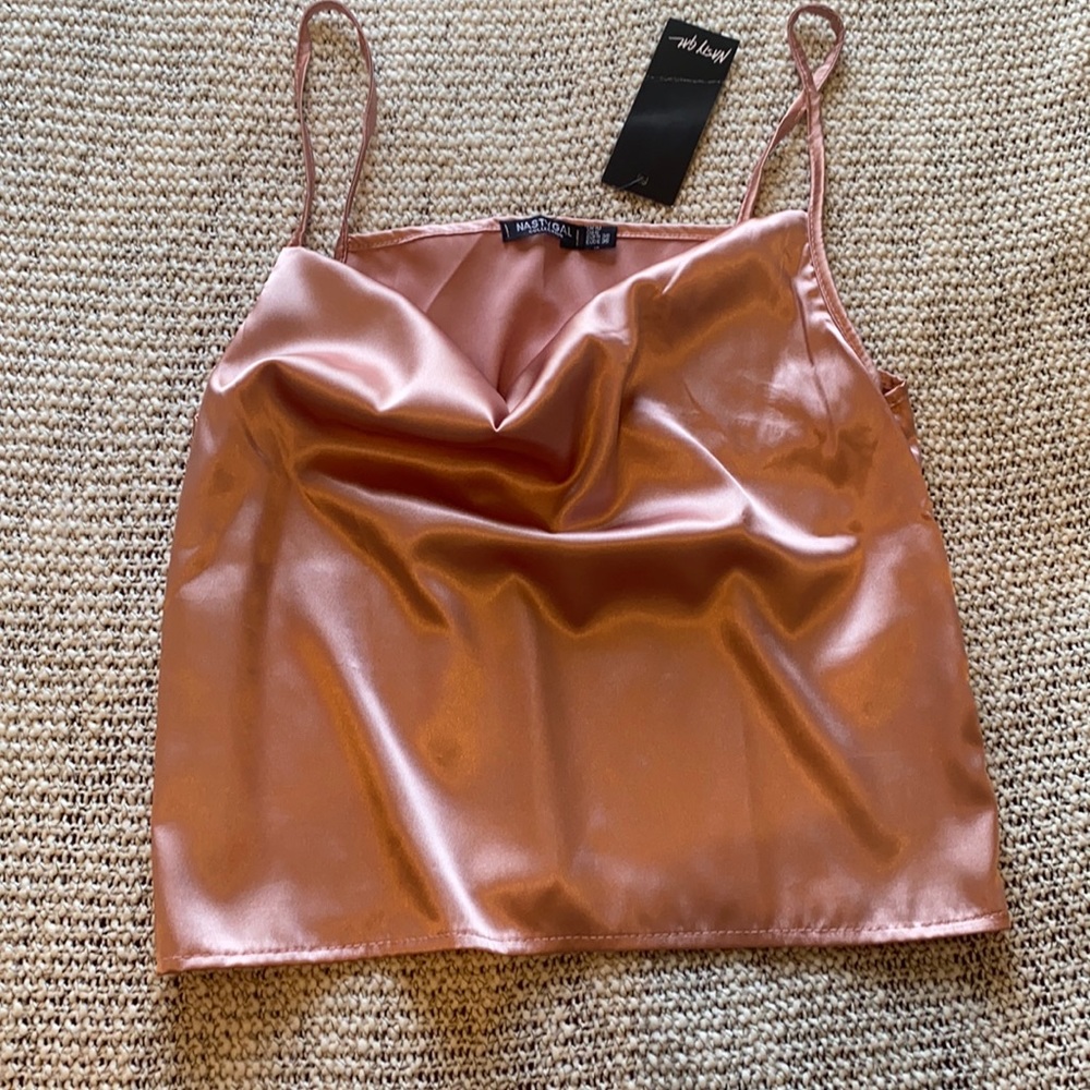 Nasty Gal Sarin Cowl Neck Cami in Color Rose